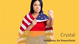  Presentation with united states flag - Beautiful slides featuring young-beautiful-asian-girl-holding backdrop and a yellow colored foreground