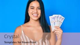  Presentation with little asian girl receiving vaccination - Colorful presentation theme enhanced with young-beautiful-asian-girl-holding backdrop and a coral colored foreground