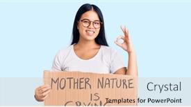  Presentation with protest - Cool new PPT layouts with young-beautiful-asian-girl-holding backdrop and a lemonade colored foreground