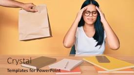  Presentation with asian food - Amazing PPT theme having young-beautiful-asian-girl-sitting backdrop and a coral colored foreground