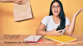  Presentation with asian food - Cool new slide set with young-beautiful-asian-girl-sitting backdrop and a coral colored foreground