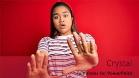  Presentation with beautiful young girl red - Slide deck with young-beautiful-asian-girl-wearing background and a red colored foreground