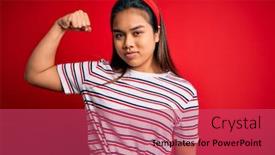  Presentation with girl power - Amazing PPT theme having young-beautiful-asian-girl-wearing backdrop and a red colored foreground