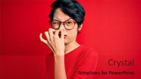  Presentation with beautiful young girl red - PPT layouts with young-beautiful-asian-girl-wearing background and a crimson colored foreground