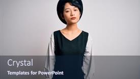  Presentation with asian - Amazing PPT layouts having young-beautiful-asian-girl-wearing backdrop and a navy blue colored foreground