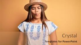  Presentation with lips - Colorful presentation design enhanced with young-beautiful-asian-girl-wearing backdrop and a coral colored foreground