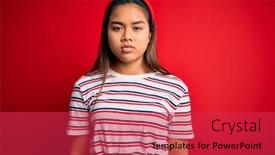  Presentation with beautiful young girl red - Slide set with young-beautiful-asian-girl-wearing background and a red colored foreground