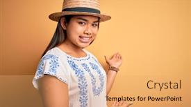  Presentation with asian - Audience pleasing slides consisting of young-beautiful-asian-girl-wearing backdrop and a coral colored foreground