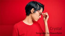  Presentation with beautiful young girl red - Colorful PPT theme enhanced with young-beautiful-asian-girl-wearing backdrop and a crimson colored foreground