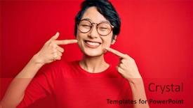  Presentation with beautiful young girl red - Beautiful slide deck featuring young-beautiful-asian-girl-wearing backdrop and a crimson colored foreground