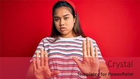  Presentation with beautiful young girl red - Cool new PPT layouts with young-beautiful-asian-girl-wearing backdrop and a red colored foreground