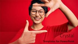  Presentation with beautiful young girl red - PPT layouts having young-beautiful-asian-girl-wearing background and a crimson colored foreground