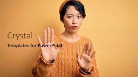  Presentation with forbidden - Presentation theme with young-beautiful-asian-girl-wearing background and a yellow colored foreground