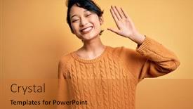  Presentation with asian - Cool new slide deck with young-beautiful-asian-girl-wearing backdrop and a red colored foreground