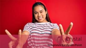  Presentation with beautiful young girl red - Presentation design having young-beautiful-asian-girl-wearing background and a red colored foreground