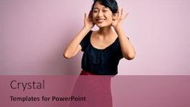 Presentation with deaf - Colorful presentation theme enhanced with young-beautiful-asian-girl-wearing backdrop and a violet colored foreground