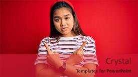  Presentation with beautiful young girl red - PPT theme enhanced with young-beautiful-asian-girl-wearing background and a red colored foreground