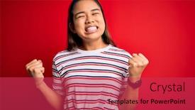  Presentation with beautiful young girl red - Slide deck having young-beautiful-asian-girl-wearing background and a red colored foreground