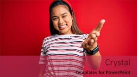  Presentation with beautiful young girl red - Slide set featuring young-beautiful-asian-girl-wearing background and a red colored foreground