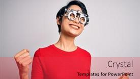  Presentation with optometry - Audience pleasing PPT theme consisting of young-beautiful-asian-girl-wearing backdrop and a red colored foreground