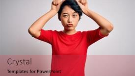  Presentation with beautiful young girl red - Cool new slide deck with young-beautiful-asian-girl-wearing backdrop and a red colored foreground