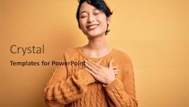  Presentation with asian - Colorful presentation design enhanced with young-beautiful-asian-girl-wearing backdrop and a yellow colored foreground