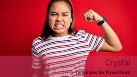  Presentation with beautiful young girl red - PPT theme featuring young-beautiful-asian-girl-wearing background and a red colored foreground