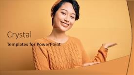  Presentation with asian - Colorful presentation enhanced with young-beautiful-asian-girl-wearing backdrop and a yellow colored foreground