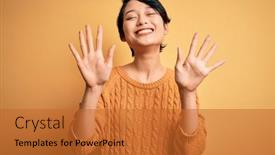  Presentation with asian - Cool new presentation theme with young-beautiful-asian-girl-wearing backdrop and a red colored foreground