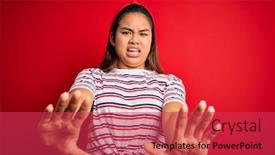  Presentation with beautiful young girl red - Presentation theme featuring young-beautiful-asian-girl-wearing background and a red colored foreground
