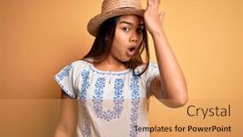  Presentation with asian - PPT theme consisting of young-beautiful-asian-girl-wearing background and a yellow colored foreground