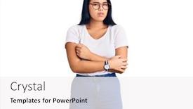  Presentation with sad girl - Beautiful slide set featuring young-beautiful-asian-girl-wearing backdrop and a white colored foreground