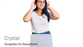  Presentation with deaf - PPT layouts with young-beautiful-asian-girl-wearing background and a white colored foreground