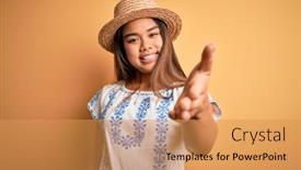  Presentation with business casual - Beautiful theme featuring young-beautiful-asian-girl-wearing backdrop and a yellow colored foreground