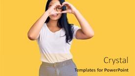  Presentation with shape heart - Cool new presentation theme with young-beautiful-asian-girl-wearing backdrop and a yellow colored foreground