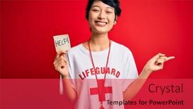  Presentation with lifeguard - Presentation theme with young-beautiful-asian-lifeguard-girl background and a red colored foreground