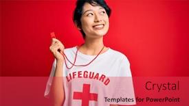  Presentation with beautiful young girl red - Colorful PPT theme enhanced with young-beautiful-asian-lifeguard-girl backdrop and a red colored foreground
