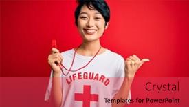  Presentation with beautiful young girl red - Presentation consisting of young-beautiful-asian-lifeguard-girl background and a red colored foreground