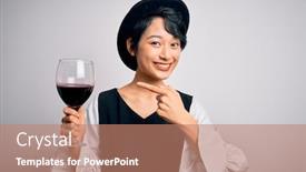  Presentation with beautiful young girl red - PPT layouts consisting of young-beautiful-asian-sommelier-girl background and a coral colored foreground