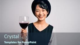  Presentation with beautiful young girl red - PPT theme having young-beautiful-asian-sommelier-girl background and a navy blue colored foreground