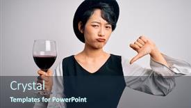  Presentation with sommelier - Colorful PPT theme enhanced with young-beautiful-asian-sommelier-girl backdrop and a navy blue colored foreground