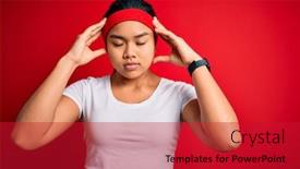  Presentation with woman sport - Colorful theme enhanced with young-beautiful-asian-sporty-woman backdrop and a crimson colored foreground