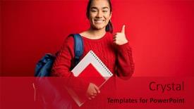  Presentation with student - Slide set with young-beautiful-asian-student-woman background and a crimson colored foreground
