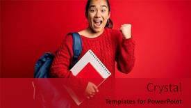 Presentation with student - Audience pleasing presentation theme consisting of young-beautiful-asian-student-woman backdrop and a crimson colored foreground
