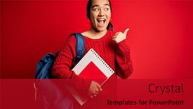  Presentation with student - Slides consisting of young-beautiful-asian-student-woman background and a crimson colored foreground