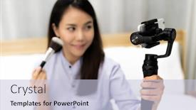  Presentation with social media - Audience pleasing theme consisting of young-beautiful-asian-woman-beauty backdrop and a lemonade colored foreground