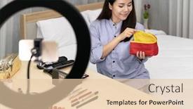  Presentation with social media - Slide set consisting of young-beautiful-asian-woman-beauty background and a lemonade colored foreground