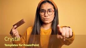  Presentation with protein bar - Cool new presentation with young-beautiful-asian-woman-eating backdrop and a tawny brown colored foreground