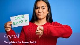  Presentation with save earth - Amazing slide set having young-beautiful-asian-woman-holding backdrop and a crimson colored foreground