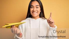  Presentation with yellow paper - Audience pleasing theme consisting of young-beautiful-asian-woman-holding backdrop and a lemonade colored foreground